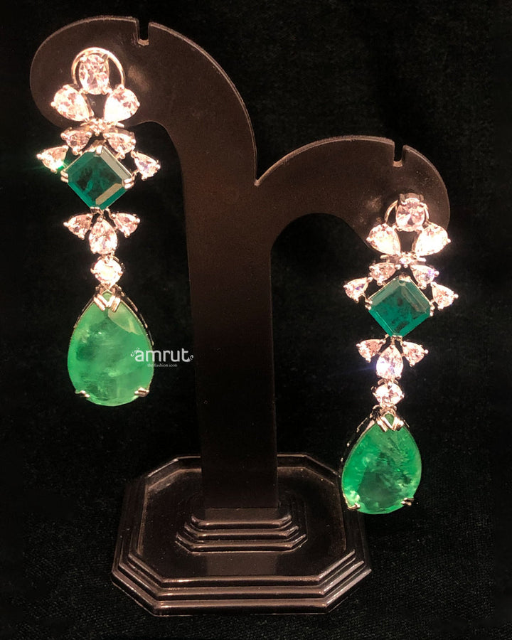 Weir Collection Green Diamond & Emerald Earrings