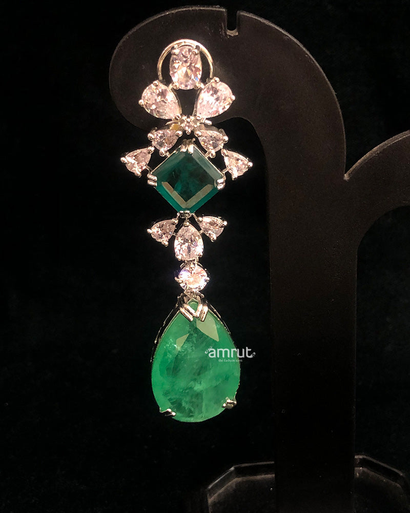 Weir Collection Green Diamond & Emerald Earrings