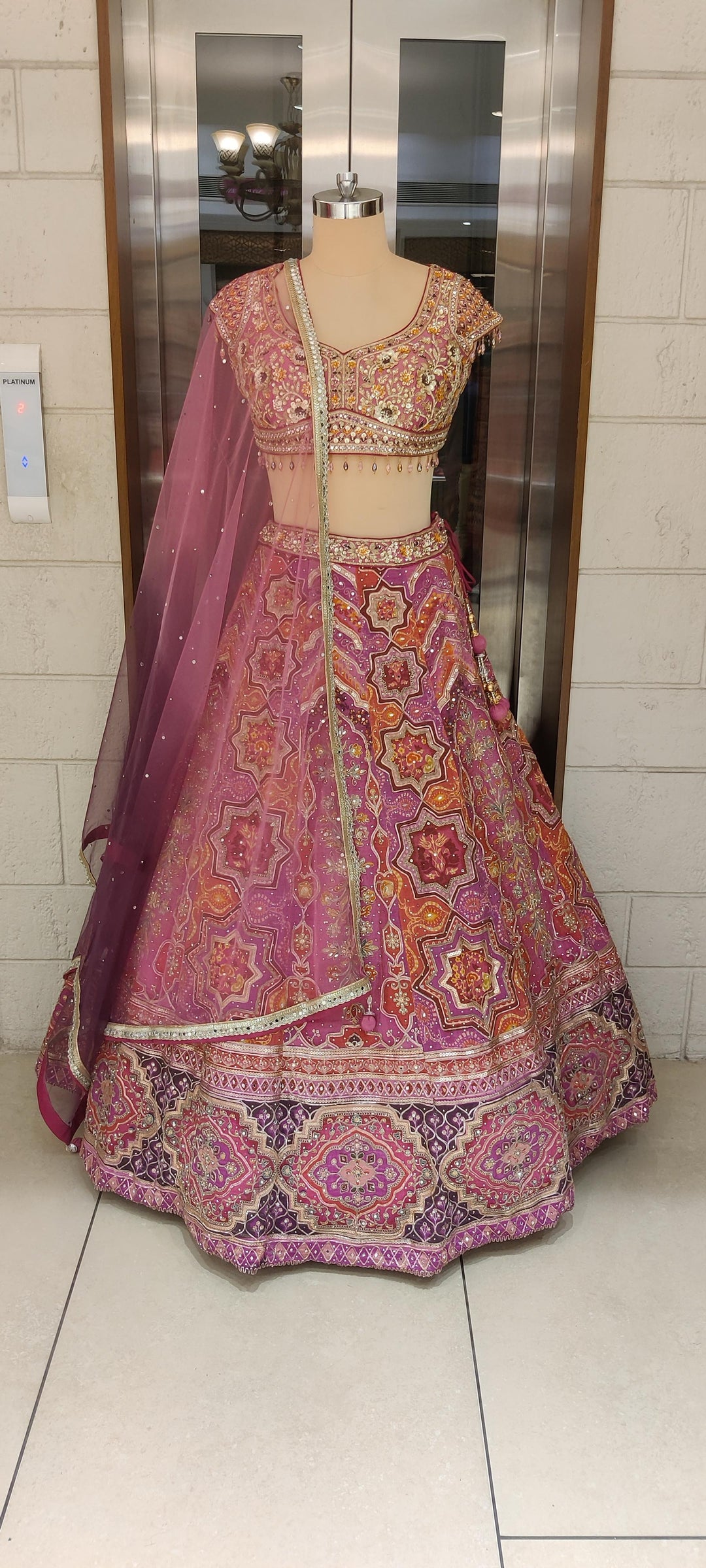 Royal Pink Embroidered with Ombre Dupatta Lehenga Choli Set