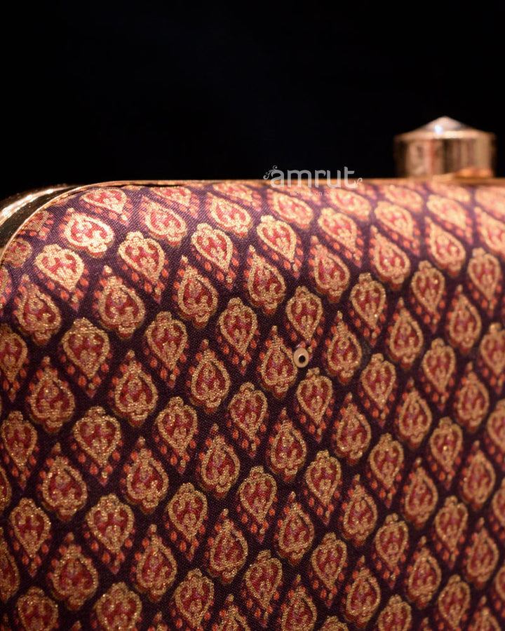 Wine Handicraft Beautiful Bling Box Clutch Bag Purse