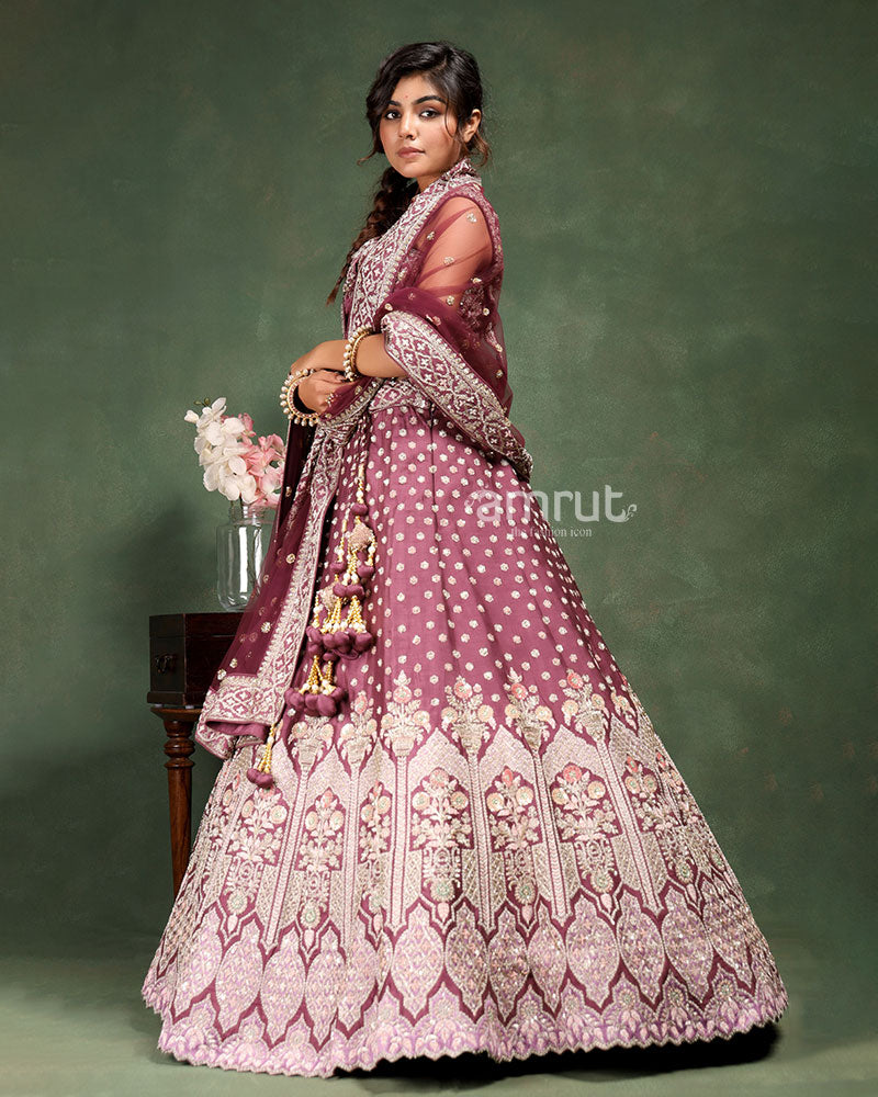 Popular Wine Wedding Net Designer Lehenga Choli, Wine Wedding Net Designer  Lehengas and Wine Wedding Net Ghagra Chaniya Cholis online shopping