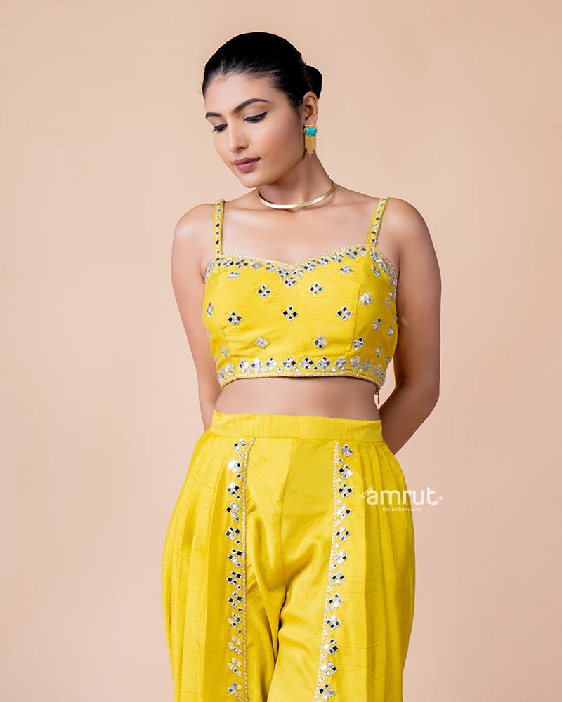 Yellow Designer Embroidered Dhoti Suit with Jacket