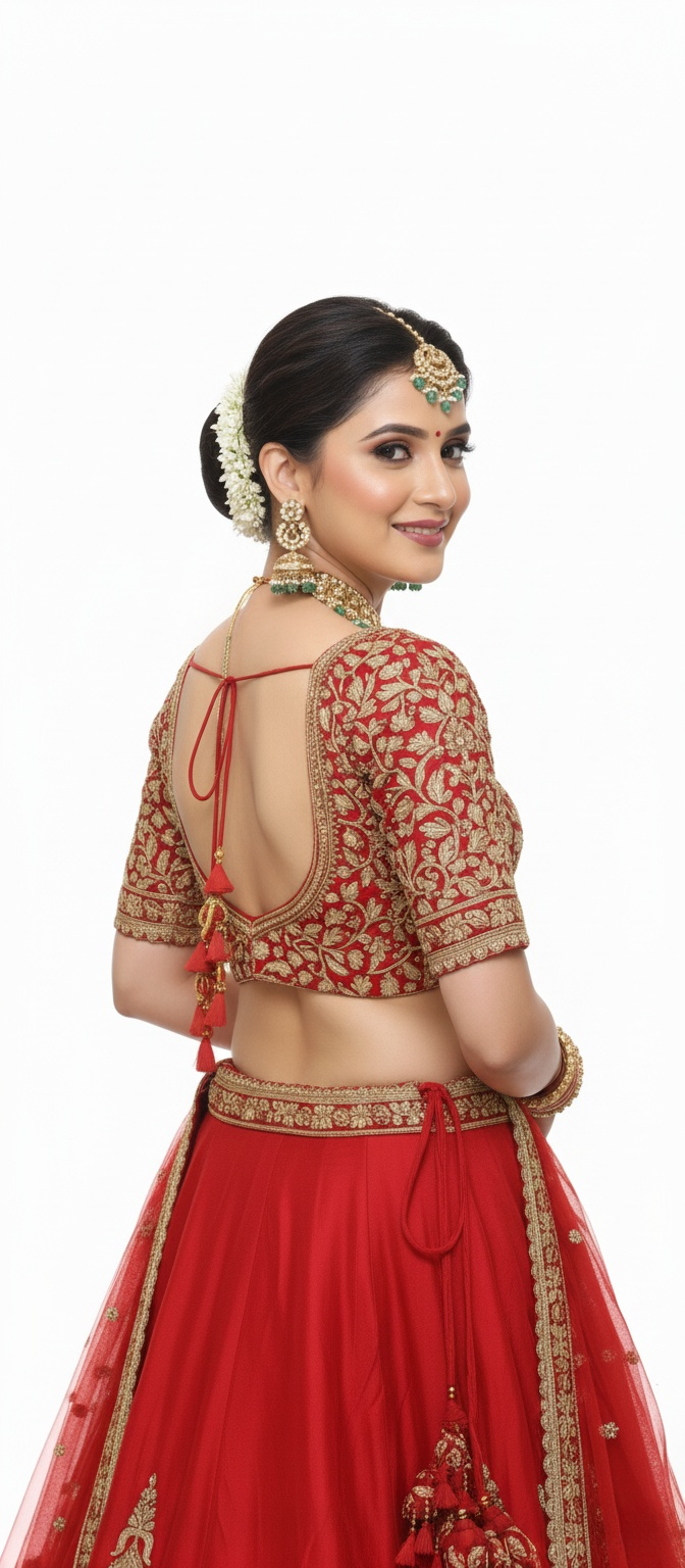 Classic Red Handcrafted Bridal Silk Lehenga with Antique Zari & Sequins Embroidery