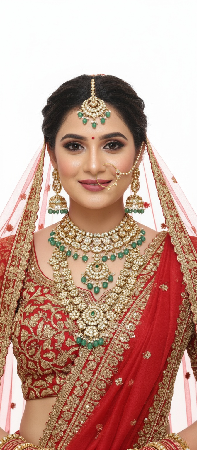 Classic Red Handcrafted Bridal Silk Lehenga with Antique Zari & Sequins Embroidery