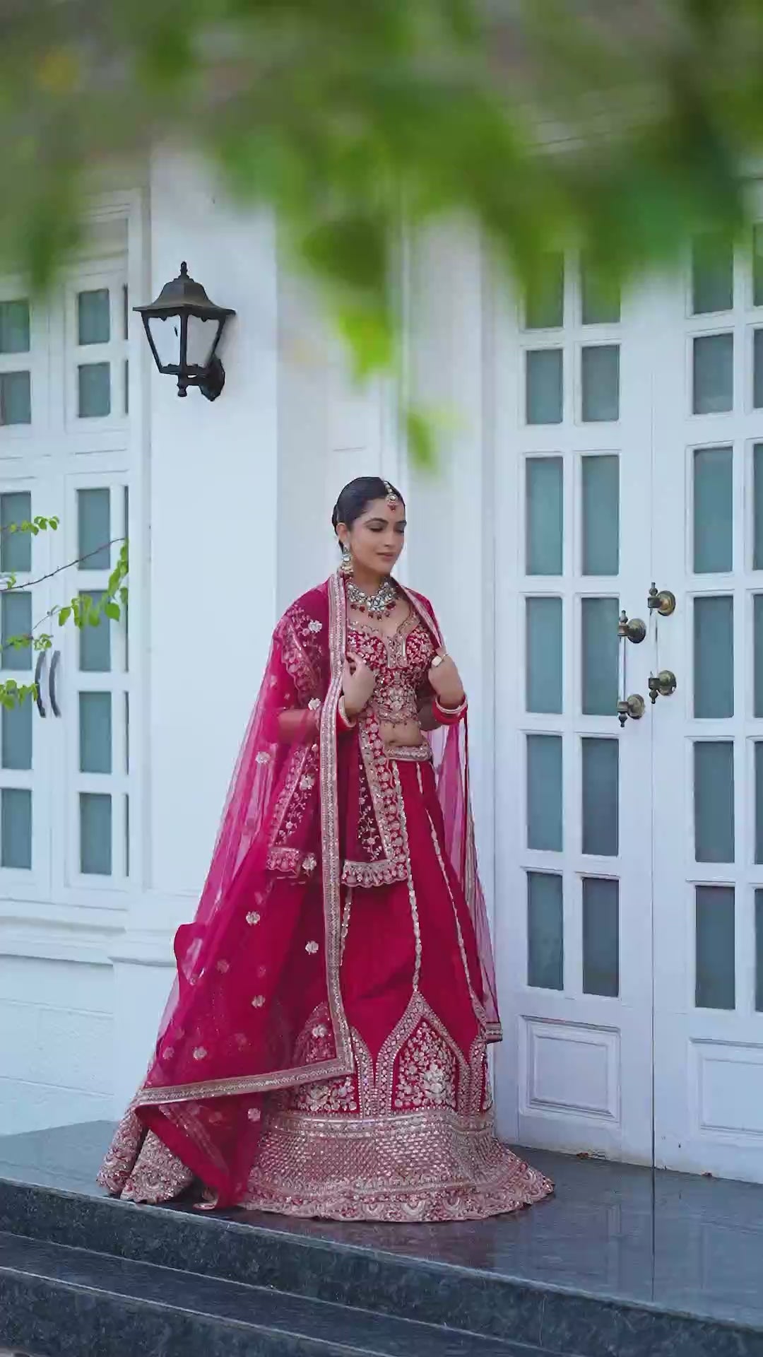 Royal Fuchsia Pink Embroidered Bridal Lehenga Choli Set