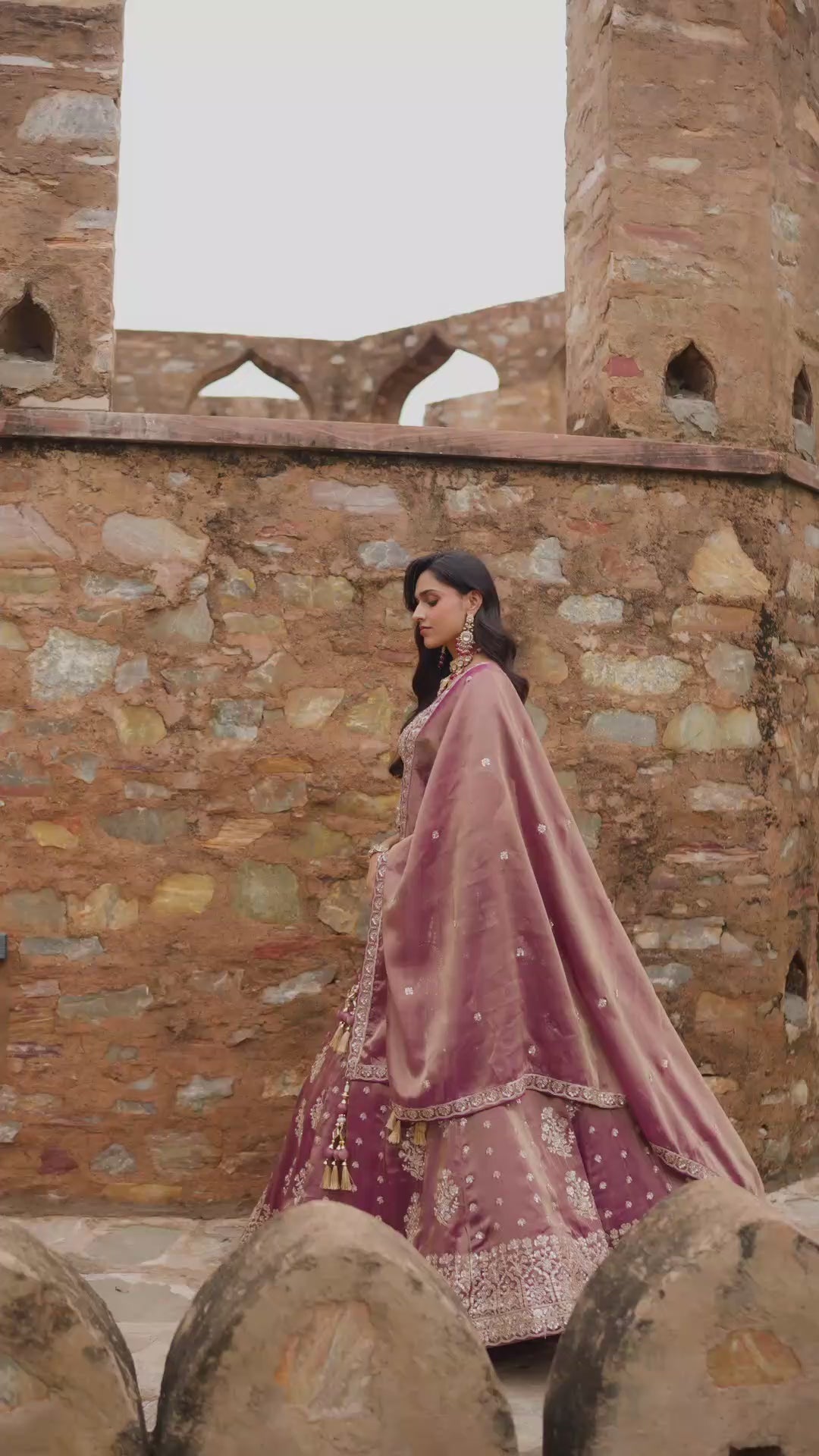Wine Purple Designer Lehenga Choli with Blush Pink Dupatta and Intricate Embroidered Border