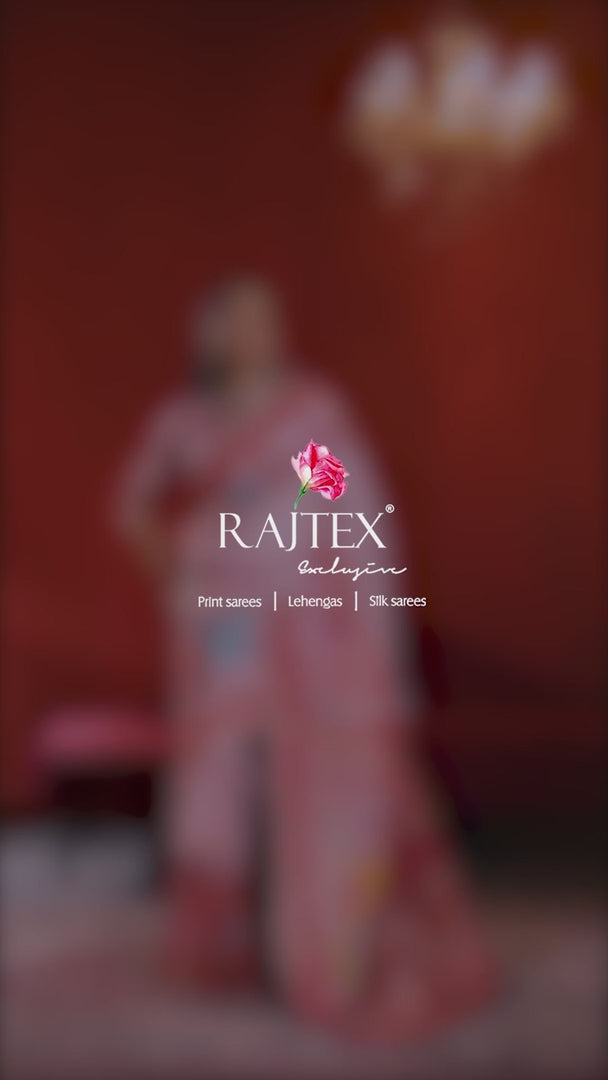 Blush Pink Kashmiri Modal Pashmina Saree with Multicolor Floral Weaving