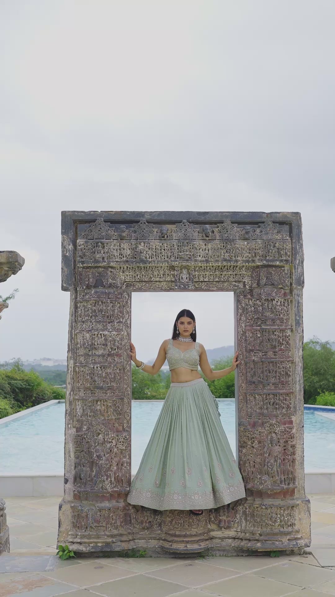 Mint Green Luxury Hand-Embroidered Bridal Lehenga Set with Designer Blouse