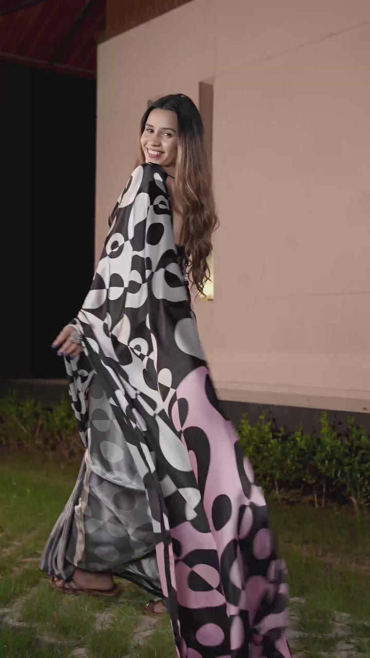 Elizabeth Designer Satin Silk Saree Collection | Contemporary Luxury Prints
