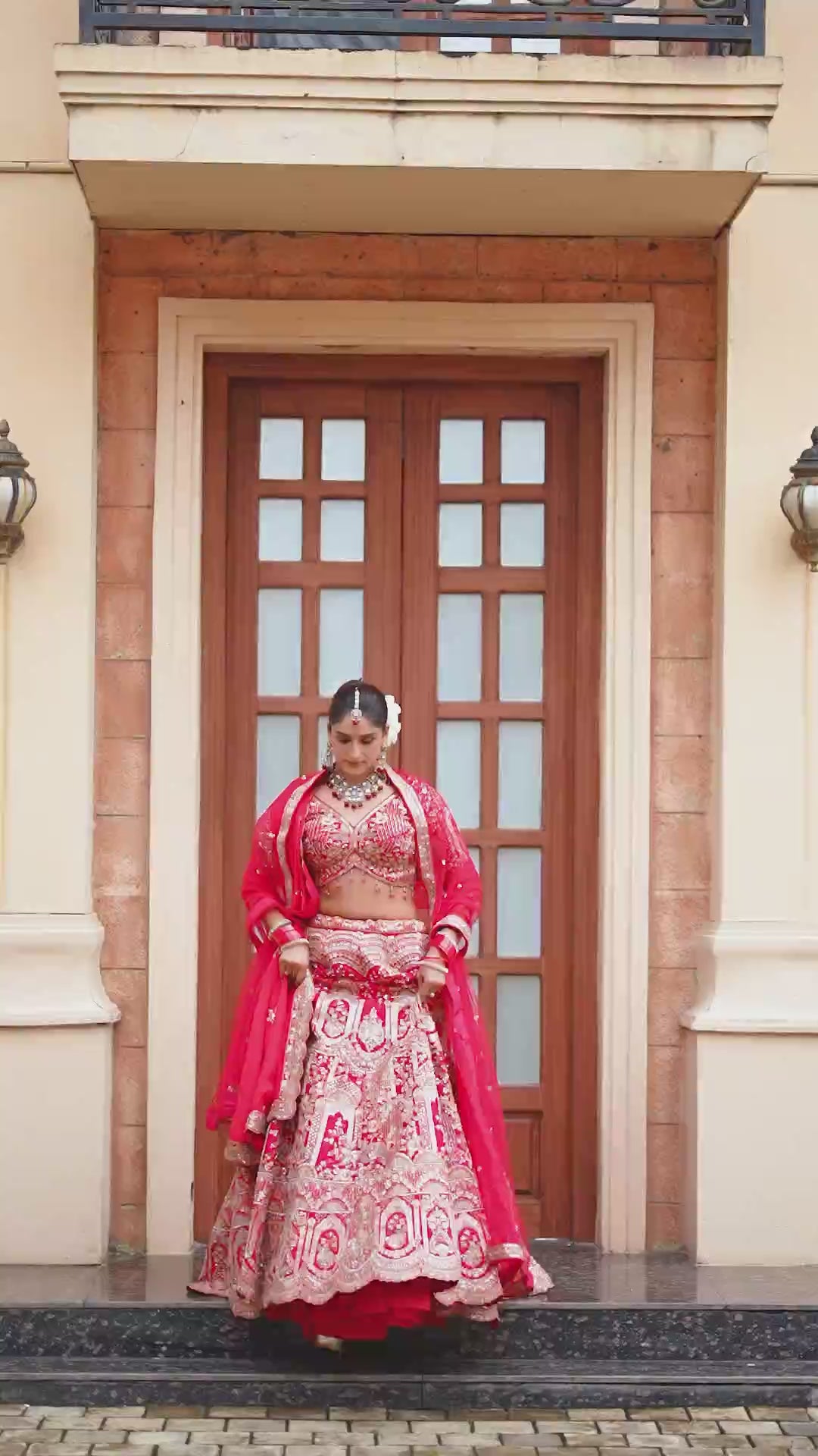 Scarlet Symphony Red Bridal Lehenga Choli with Exquisite Silver Embroidery