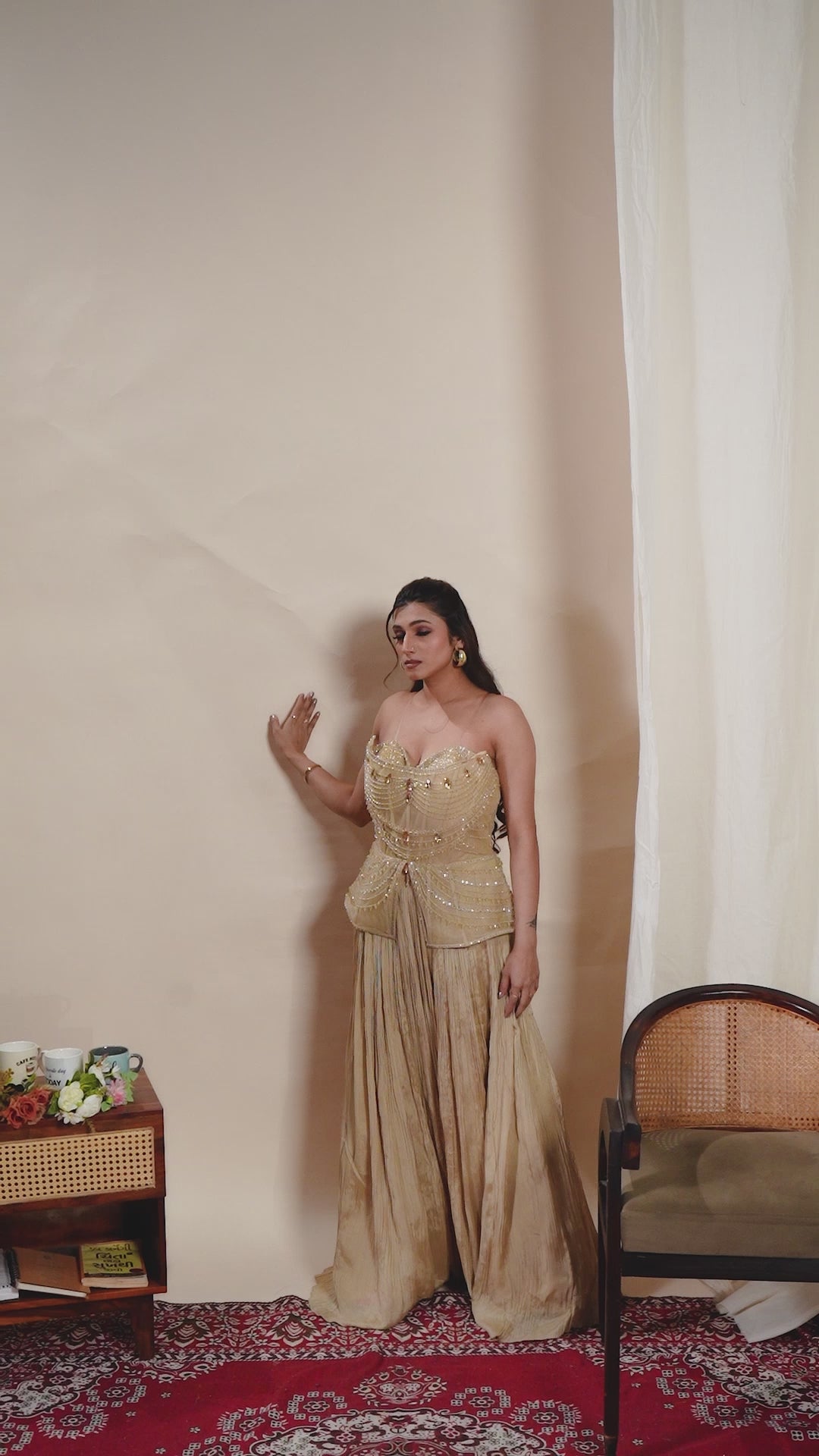 Champagne Gold Embellished Indo-Western
