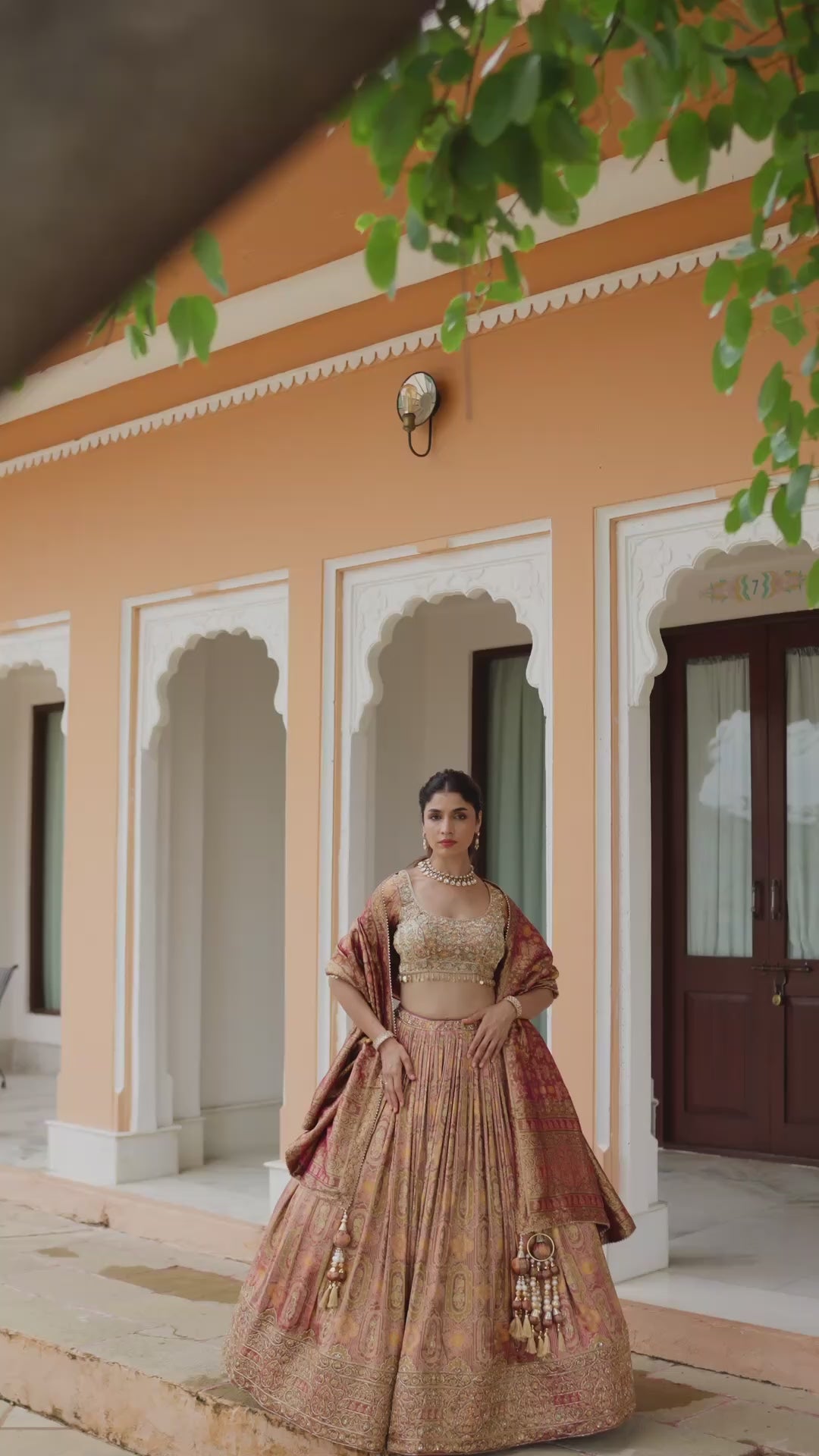 Rust Orange and Antique Gold Designer Lehenga Choli with Intricate Traditional