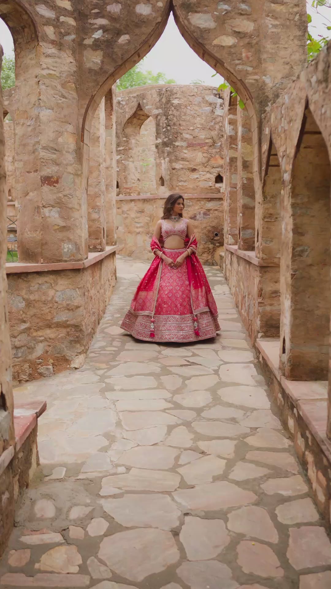 Coral Pink Embroidered Lehenga Choli with Intricate Traditional Zari Work