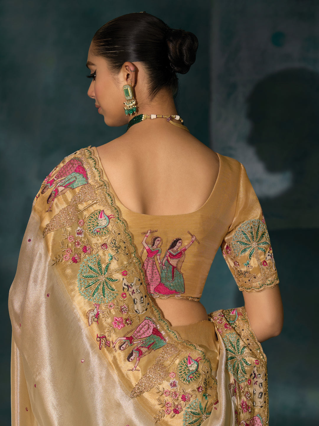 Ivory Heritage Embroidered Silk Saree